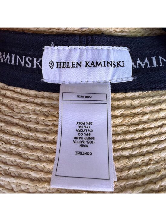 Helen Kaminski Womens Natural Raffia Straw Visor Hat With Black Trim